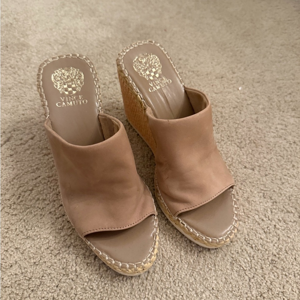 Vince Camuto Brown Woven Mules
